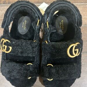 Gucci Black and Gold Sandals